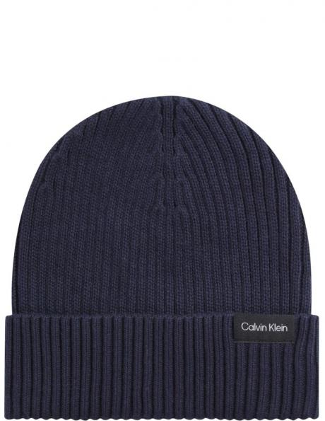 CALVIN KLEIN vīriešu zila cepure Classic rib beanie 