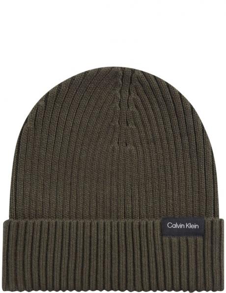 CALVIN KLEIN vīriešu zaļa cepure Classic rib beanie 