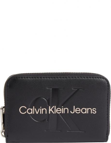 CALVIN KLEIN JEANS  sieviešu melns maks Sculpted zip mono wallets 