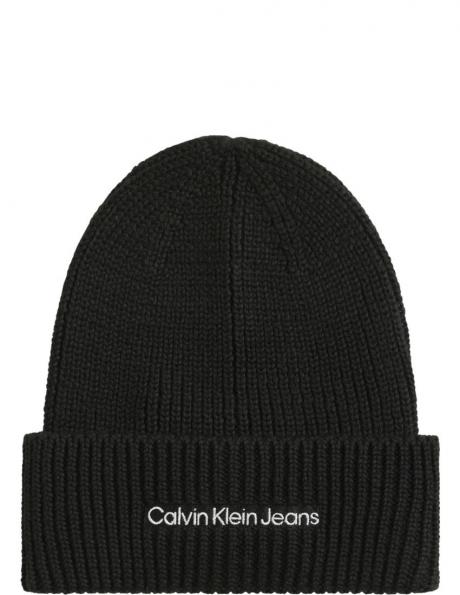 CALVIN KLEIN JEANS  sieviešu melna cepure Institutional beanie 