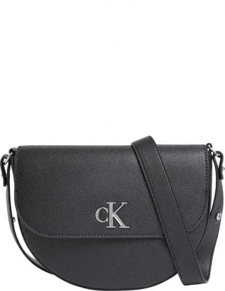 CALVIN KLEIN JEANS  sieviešu melna plecu soma Minimal saddle crossbody 