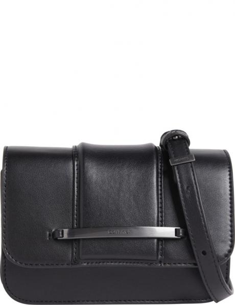 CALVIN KLEIN sieviešu melna plecu soma Bar hardware crossbody 