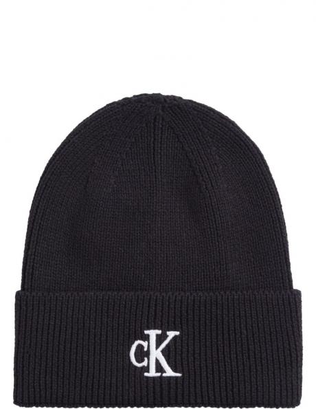 CALVIN KLEIN JEANS  sieviešu melna cepure Archive logo beanie 