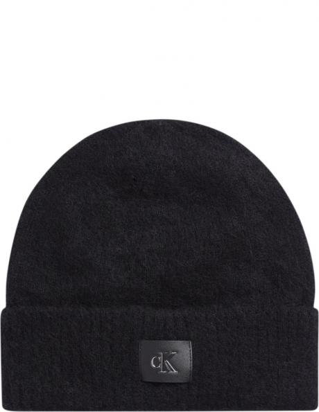 CALVIN KLEIN JEANS  sieviešu melna cepure Minimal monogram beanie 