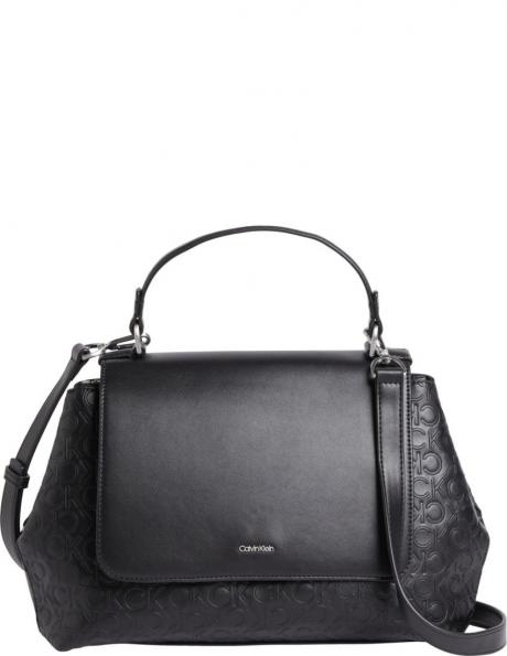 CALVIN KLEIN sieviešu melna plecu soma Must top handle tote mono 