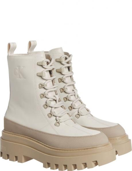 CALVIN KLEIN JEANS  sieviešu gaiši zābaki Flatform lace up boot 
