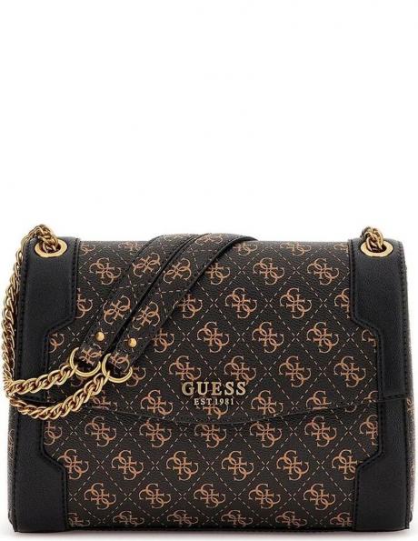 GUESS sieviešu brūna plecu soma AJIONA TRPL COMPTMT CROSSBODY 