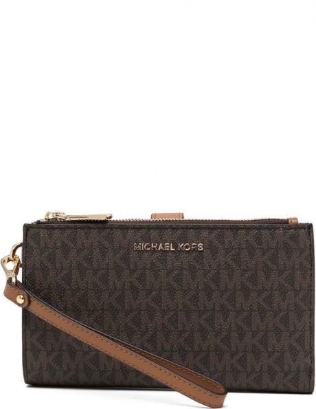 MICHAEL KORS sieviešu brūns maks Double zip wristlet 