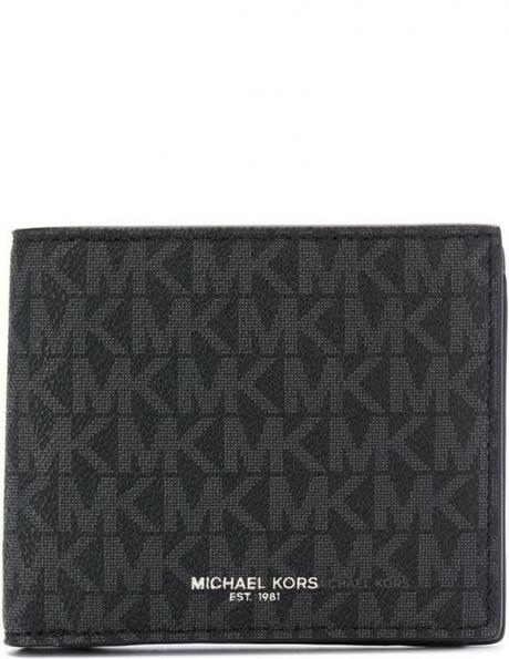 MICHAEL KORS vīriešu melns maks Billfold with coin pocket 