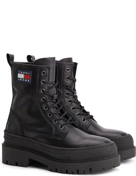 TOMMY JEANS vīriešu melni zābaki Mix material boot 