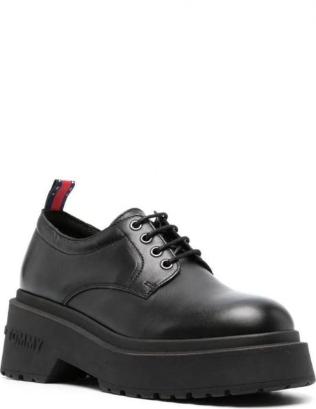 TOMMY JEANS sieviešu melni zābaki Lace up boot chunky 