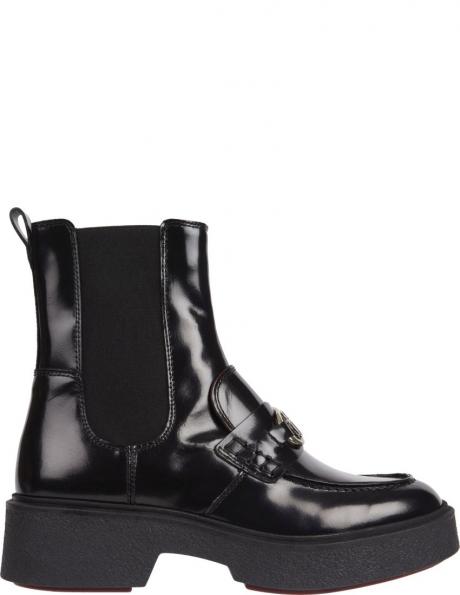 TOMMY HILFIGER sieviešu melni zābaki Monochromatic lace up boot 