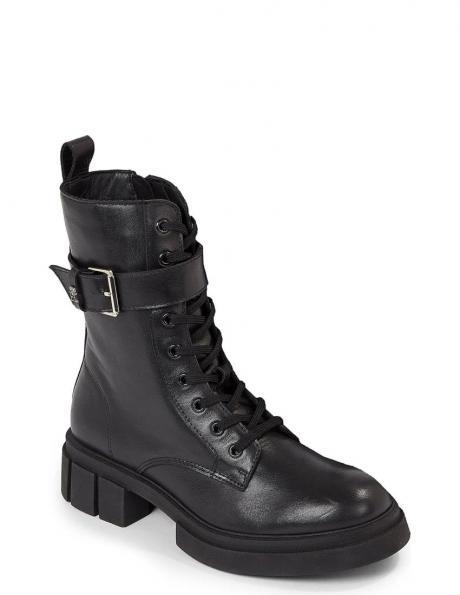 TOMMY HILFIGER sieviešu melni zābaki Monochromatic lace up boot 