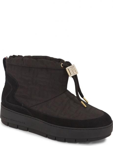 TOMMY HILFIGER sieviešu melni zābaki Feminine seasonal utility boot 