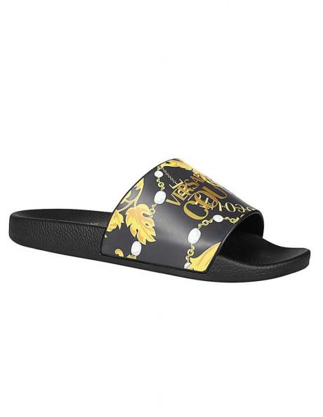 VERSACE JEANS CUTURE sieviešu melnās pludmales čības  Shelly pool pool slide 