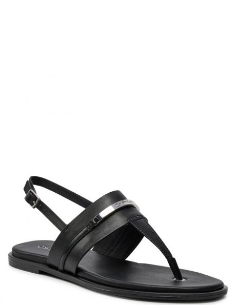 CALVIN KLEIN sandales sievietēm, Melna, Flat sandal metal bar 
