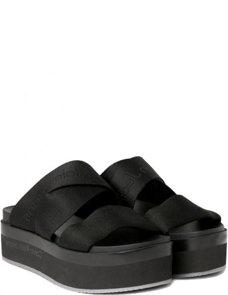 CALVIN KLEIN JEANS čības sievietēm, Melna, Flatform sandal webbing 