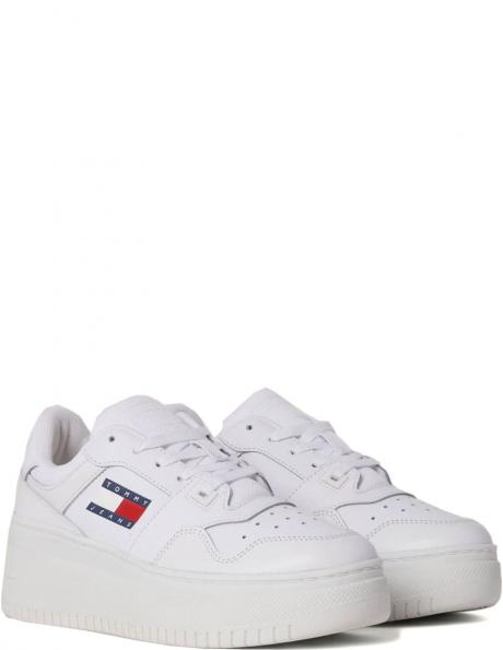 TOMMY JEANS sieviešu brīvā laika apavi, Balta, Retro basket flatform 