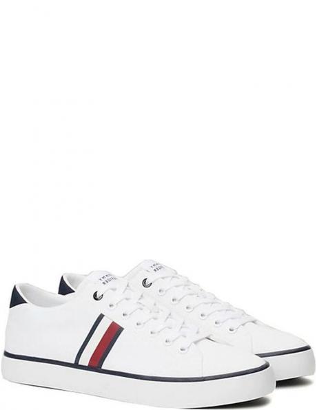 TOMMY HILFIGER ikdienas apavi vīriešiem, Balta, Vulc low stripes mesh leisure 