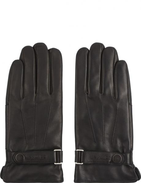 CALVIN KLEIN cimdi vīriešiem, Melna, Leather rivet gloves 
