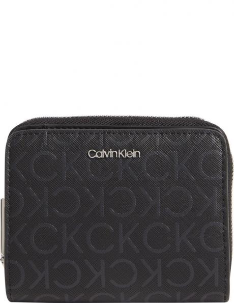 CALVIN KLEIN naudas maks sievietēm, Melna, Must zip around wallet 