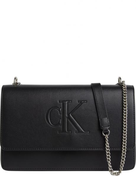 CALVIN KLEIN JEANS plecu soma sievietēm, Melna, Sculpted flap deboss crossbody 
