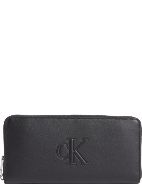 CALVIN KLEIN JEANS naudas maks sievietēm, Melna, Sculpted zip around wallet 