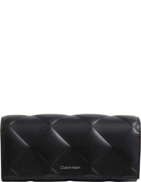 CALVIN KLEIN naudas maks sievietēm, Melna, Diamond quilt trifold wallet 