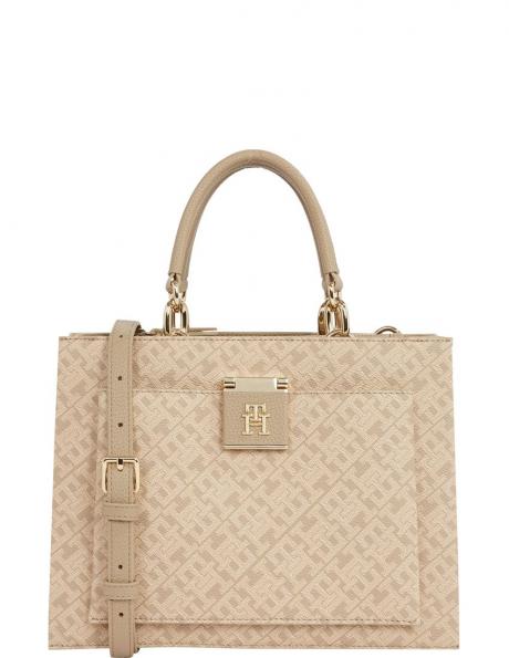 TOMMY HILFIGER plecu soma sievietēm, Krēmīga/Smilšu, Her mini tote mono 