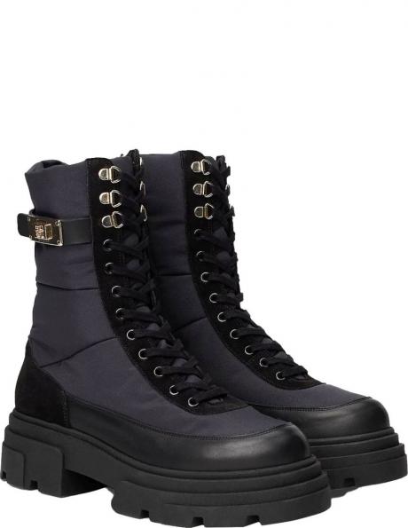 TOMMY HILFIGER zābaki sievietēm, Melna, Biker mix lace-up booties 
