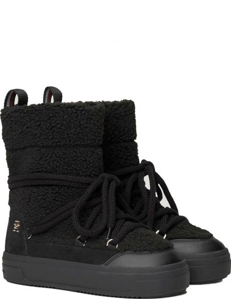 TOMMY HILFIGER sieviešu zābaki ar apsildi, Melna, Real shearling snowboot 