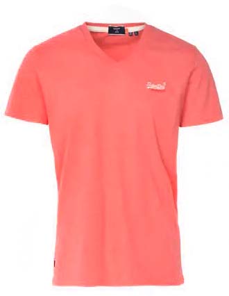 SUPERDRY vīriešu koraļļu krāsas kokvilnas krekls COTTON CLASSIC V-NECK T-SHIRT 