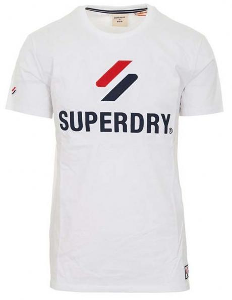 SUPERDRY vīriešu balts kokvilnas krekls ar uzrakstu SPORTSTYLE CLASSIC T-SHIRT 