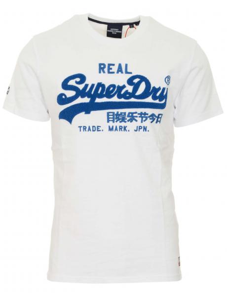 SUPERDRY vīriešu balts kokvilnas krekls VINTAGE LOGO CHENILLE T-SHIRT 