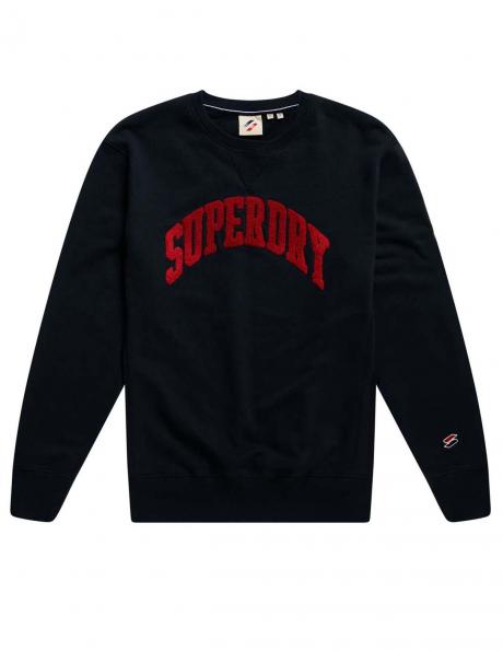 SUPERDRY vīriešu melns sporta džemperis ar uzrakstu SPORT TRUE VARSITY SWEATSHIRT 