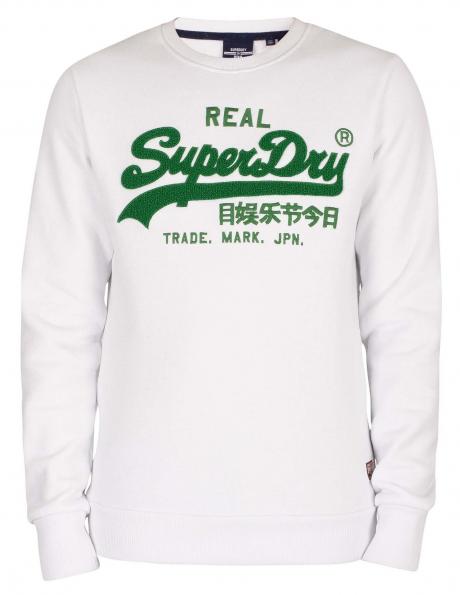 SUPERDRY vīriešu balts sporta džemperis ar uzrakstu VINTAGE LOGO CHENILLE SWEATSHIRT 