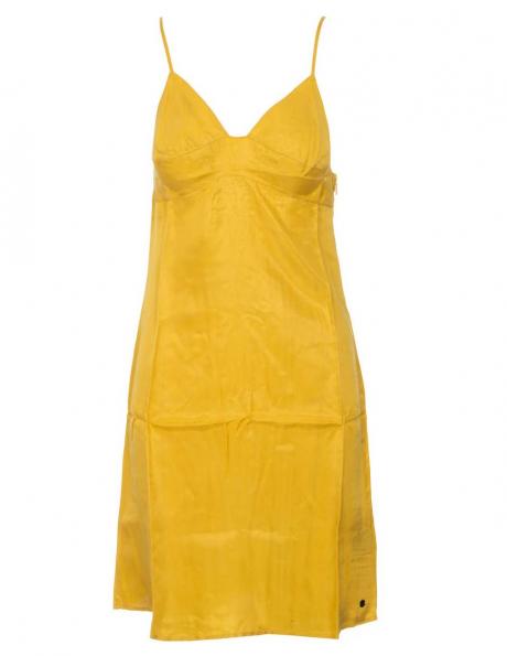 SUPERDRY sieviešu dzeltena īsa kleita ar lencēm BASIC W TENCEL CAMI DRESS 