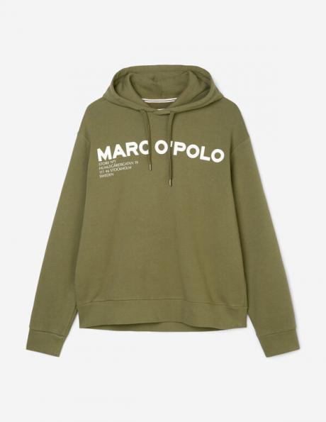 MARC O POLO vīriešu tumši zaļš džemperis ar kapuci un uzrakstu 