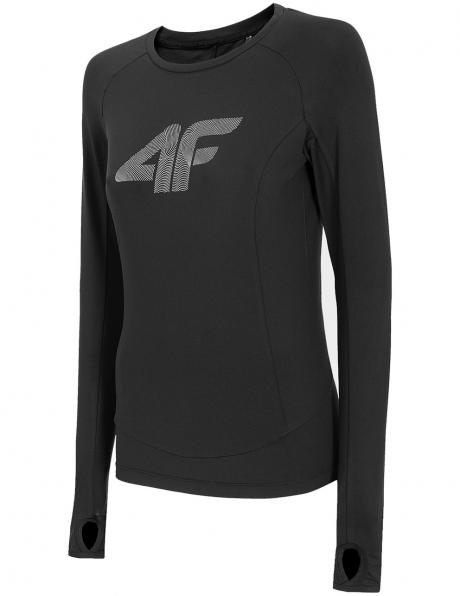 Sieviešu sporta ar garām piedurknēm melns krekls TSDLF001 4F 