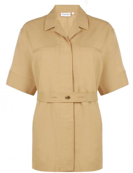 CALVIN KLEIN sieviešu brūns krekls Soft tailored tencel long shirt 