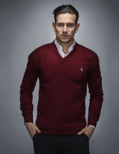 PHILIP LOREN bordo krāsas vīriešu kokvilnas džemperis 