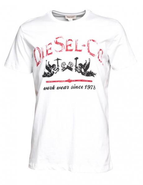 DIESEL balts vīriešu krekls ar aplikāciju 