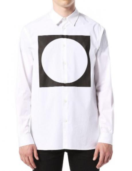 DIESEL balts vīriešu krekls ar aplikāciju  