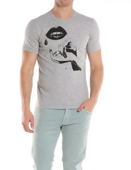 DIESEL pelēks vīriešu krekls ar aplikāciju 