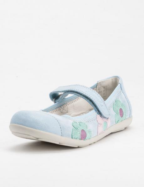 LURCHI BY SALAMANDER bērnu gaiši zili nubuka balerīnas apavi ar ziediem 