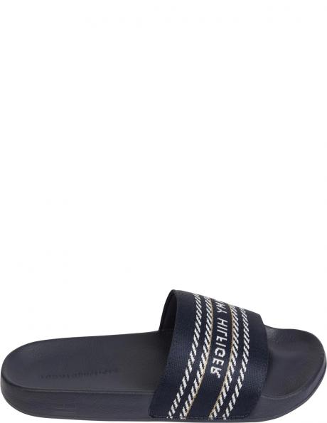 TOMMY HILFIGER sieviešu zilas čības Webbing slide 