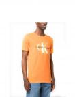 CALVIN KLEIN Jeans vīriešu oranžs T-krekls Seasonal monologo tee