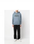 CALVIN KLEIN vīriešu pelēka blūze Box striped logo hoodie