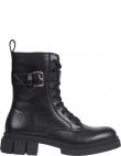 TOMMY HILFIGER sieviešu melni zābaki Monochromatic lace up boot