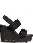 CALVIN KLEIN JEANS sandales sievietēm, Melna, Wedge sandal webbing
